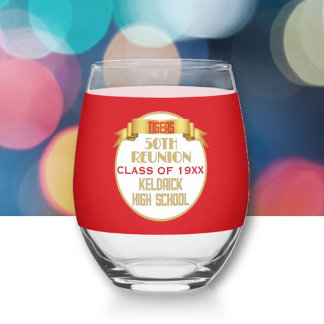 Cheers! 50th Class Reunion Stemless Wine Glass