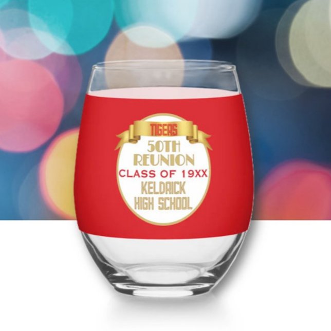 Cheers! 50th Class Reunion  Stemless Wine Glass (Creator Uploaded)
