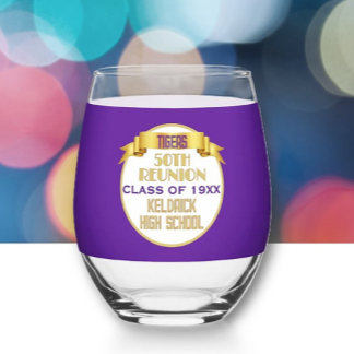 Cheers! 50th Class Reunion Stemless Wine Glass