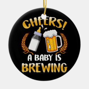 Cheers A Baby Is Brewing Beer Milk Party Drinking Ceramic Ornament