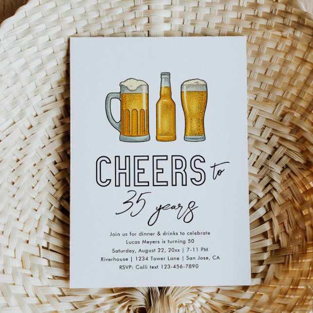 Cheers Adult Birthday Invitation | Beer Invitation (Creator Uploaded)