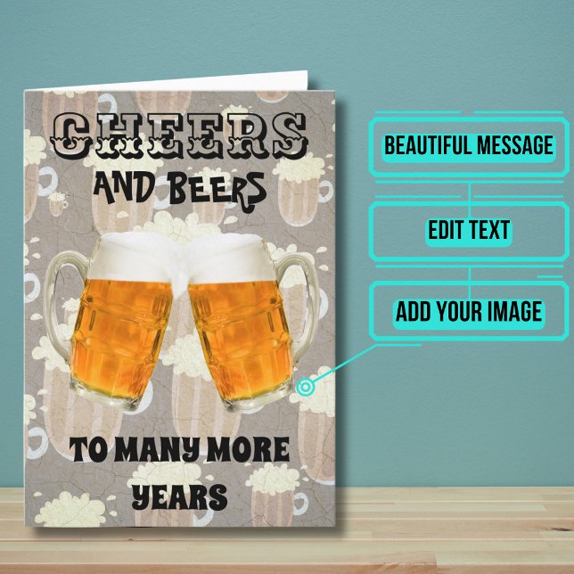 Cheers and Beer Brother Birthday Card ( Outside is a fun photo of beers in a toast. Inside we've written just the right message.)