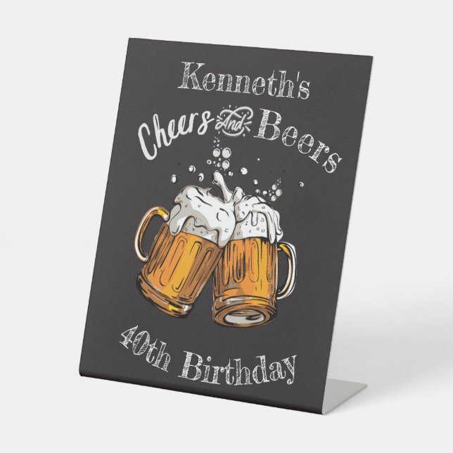 Cheers and Beer Party Pedestal Sign (Front)