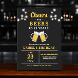 Cheers And Beers 21 Years Birthday Party Invitation<br><div class="desc">Invite friends and family to celebrate the big 2-1 with this fun “Cheers and Beers” 21 years birthday party invitation. Featuring a bold celebratory design and easy personalisation,  it sets the perfect tone for a milestone celebration.</div>