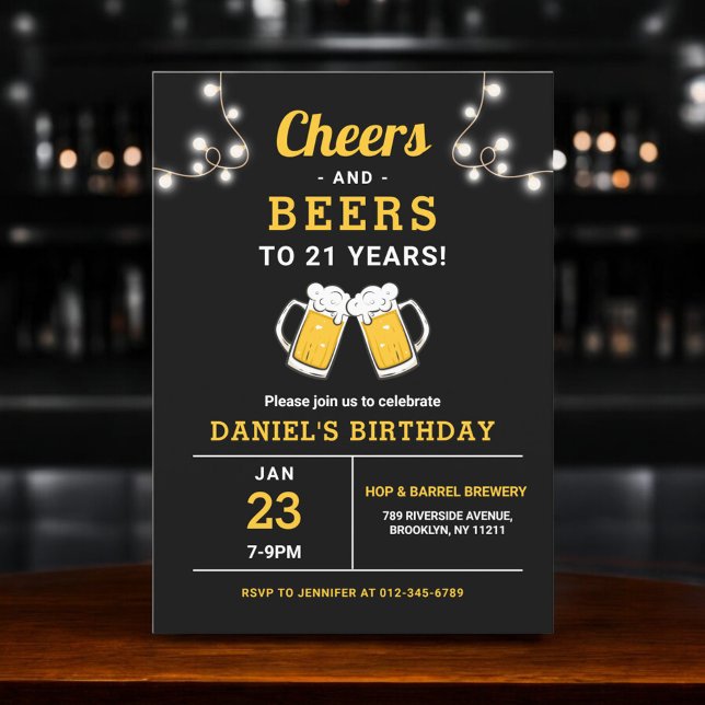 Cheers And Beers 21 Years Birthday Party Invitation (Creator Uploaded)