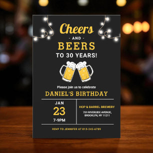 Cheers And Beers 30 Years Birthday Party Invitation