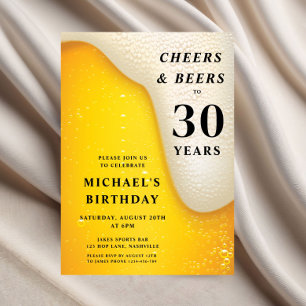 Cheers And Beers 30th Birthday Invitation