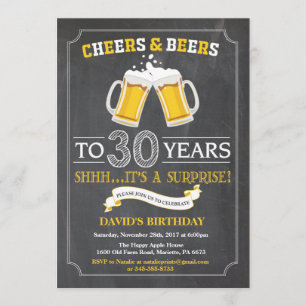 Cheers and Beers 30th Birthday Invitation Card