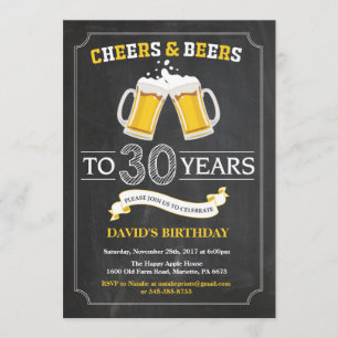 Cheers and Beers 30th Birthday Invitation Card
