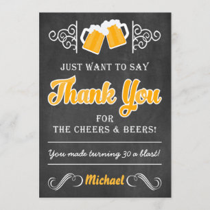 Cheers and Beers 30th Birthday Thank You Card