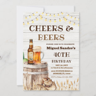 Cheers and Beers 40th Birthday Adult invitation 