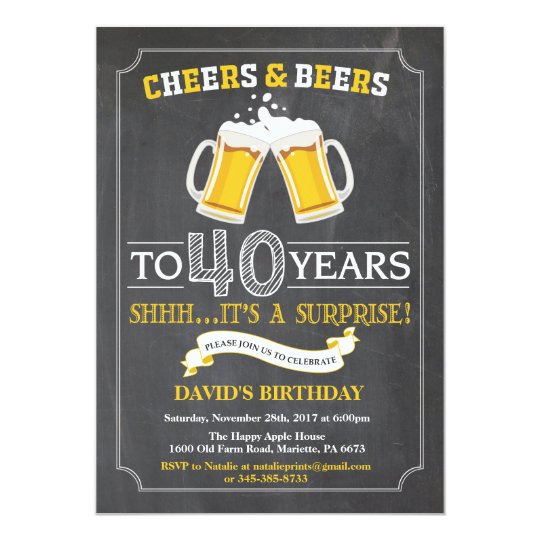 Cheers and Beers 40th Birthday Invitation Card