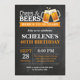Cheers and Beers 40th Birthday Invitation Card