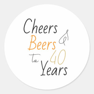 Cheers and Beers 40th Birthday Minimal Party Classic Round Sticker