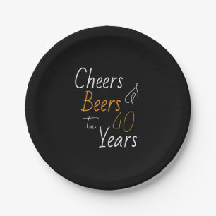Cheers and Beers 40th Birthday Paper Plate