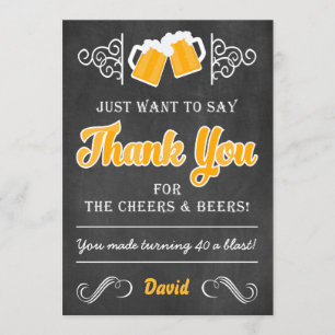 Cheers and Beers 40th Birthday Thank You Card