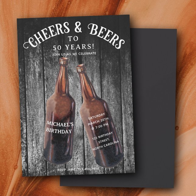 Cheers and Beers 50th Beer Birthday Party Invitation (Cheers and Beers 50th Beer Birthday Party Invitation)