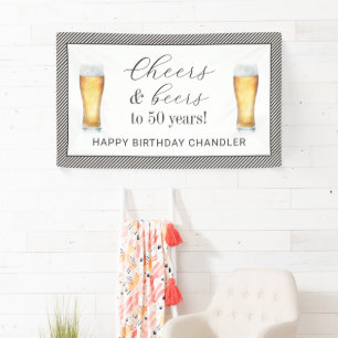 Cheers and Beers 50th Birthday Banner