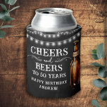 Cheers and Beers 50th Birthday Cooler<br><div class="desc">Rustic Black Chalkboard watercolor beer bottle and pint glass. Rustic Outdoor or bar birthday decore for him. Any age. Easy to personalised template. All text can be adjusted using the design option. Fun,  simple,  casual birthday invites for him.</div>