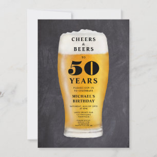 Cheers And Beers 50th Birthday Invitation