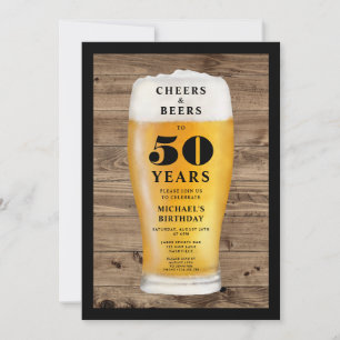 Cheers And Beers 50th Birthday Invitation