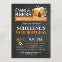 Cheers and Beers 50th Birthday Invitation Card