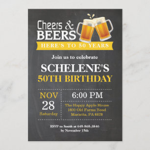 Cheers and Beers 50th Birthday Invitation Card