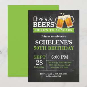 Cheers and Beers 50th Birthday Invitation Card
