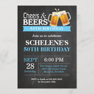 Cheers and Beers 50th Birthday Invitation Card