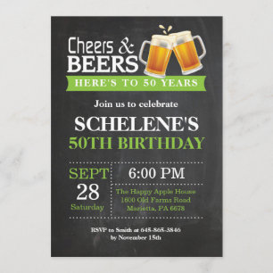 Cheers and Beers 50th Birthday Invitation Card