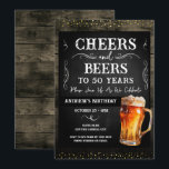 Cheers and Beers 50th Birthday Party Budget Invitation<br><div class="desc">Cheers and Beers Birthday Invitations. Easy to personalise. All text is adjustable and easy to change for your own party needs. Chalkboard and rustic wood background elements. Fun Chalkboard swirls and flourishes. Watercolor beer mug. Invitations for him. Bar or backyard BBQ birthday design. Any age, just change the text. evite,...</div>