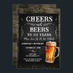 Cheers and Beers 50th Birthday Party Budget Invitation<br><div class="desc">Cheers and Beers Birthday Invitations. Easy to personalise. All text is adjustable and easy to change for your own party needs. Chalkboard and rustic wood background elements. Fun Chalkboard swirls and flourishes. Watercolor beer mug. Invitations for him. Bar or backyard BBQ birthday design. Any age, just change the text. evite,...</div>