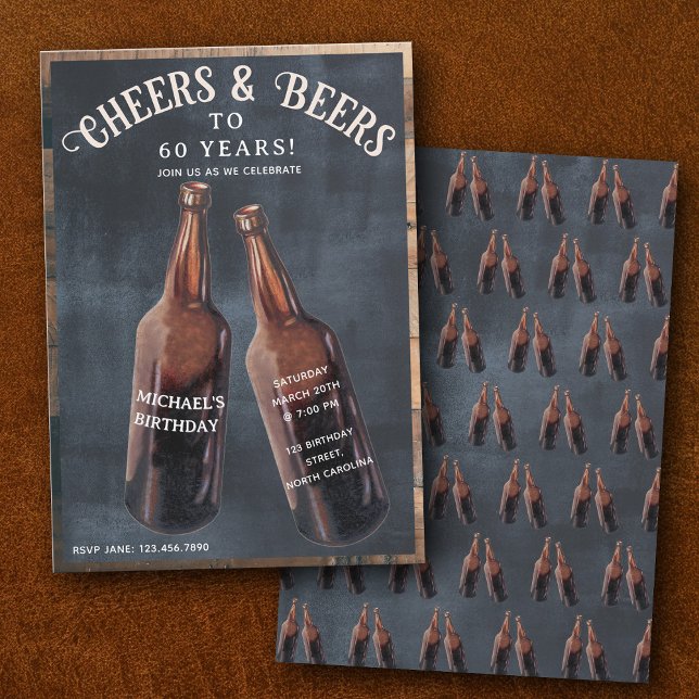 Cheers and Beers 60th Beer Birthday Party Invitation (Cheers and Beers 60th Beer Birthday Party Invitation)