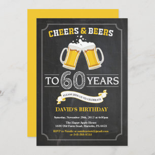 Cheers and Beers 60th Birthday Invitation Card