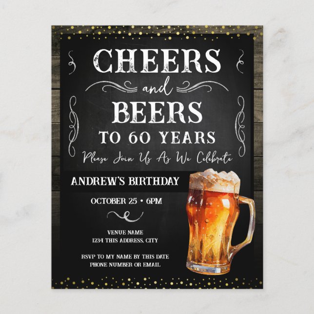 Cheers and Beers 60th Birthday Party Budget (Front)