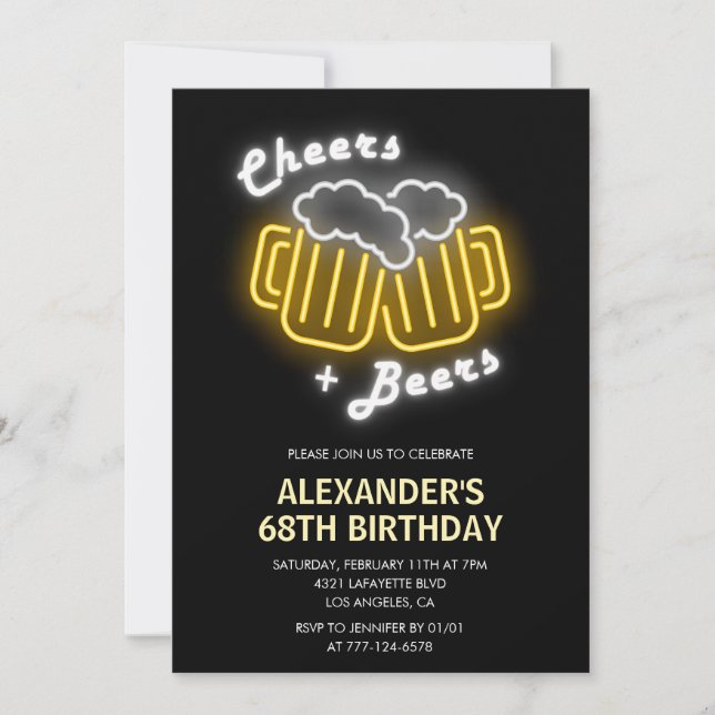 Cheers and Beers 68th birthday Invitation (Front)