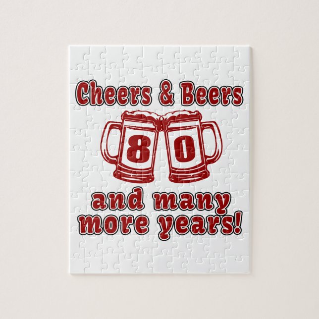 Cheers And Beers 80 Birthday Designs Jigsaw Puzzle (Vertical)