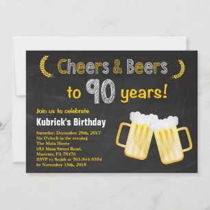 Cheers and Beers 90th Birthday Invitation