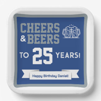 Cheers and Beers Adult Football Birthday Party Paper Plate