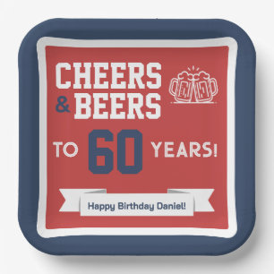 Cheers and Beers Adult Football Birthday Party Paper Plate