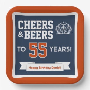Cheers and Beers Adult Football Birthday Party Paper Plate