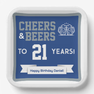 Cheers and Beers Adult Football Birthday Party Paper Plate