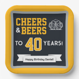 Cheers and Beers Adult Football Birthday Party Paper Plate