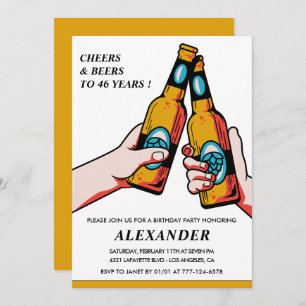 Cheers and Beers Adult Men 46th birthday Invitation