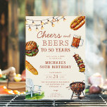 Cheers and Beers BBQ Barbeque Birthday party Invitation<br><div class="desc">For more advanced customisation of this design,  simply select the "Edit using Design Tool" button above!</div>