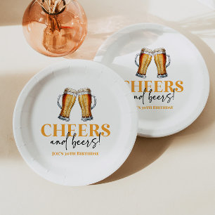 Cheers and Beers Beer Glass Birthday Party Paper Plate