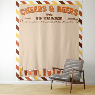 Cheers and Beers Birthday Backdrop Photo Booth Tapestry