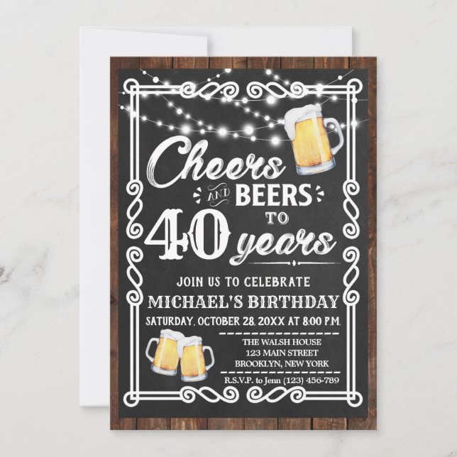 Cheers and Beers Birthday Invitation | Any Age (Front)