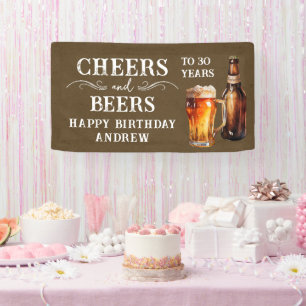 Cheers and Beers Birthday Kraft Paper Texture Banner