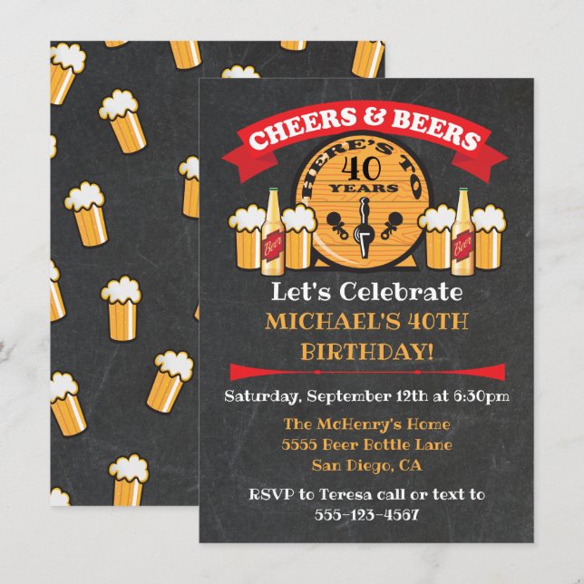Cheers and Beers Birthday Party keg Invitation (Front/Back)